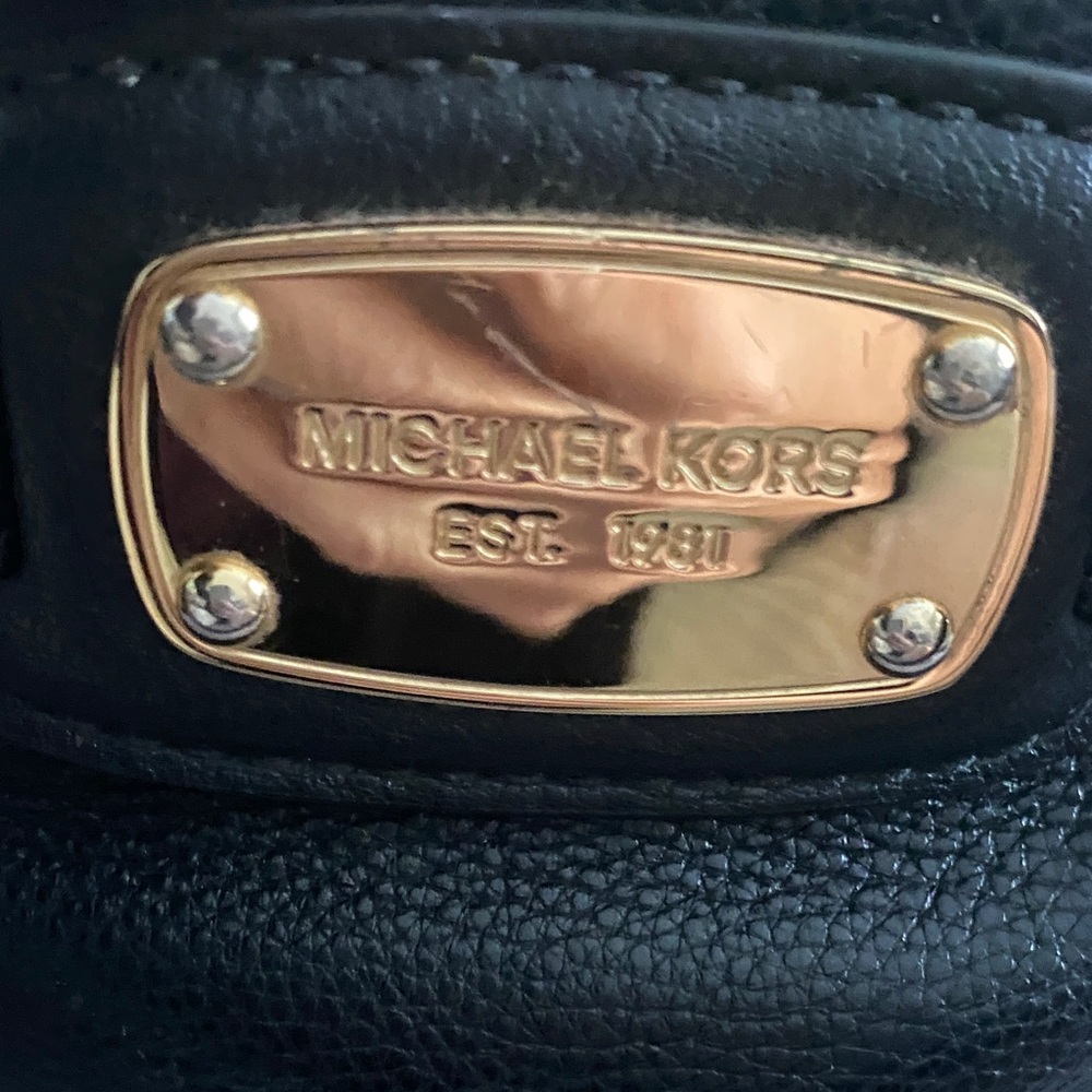 Michael Kors Black Leather Satchel with Gold Hardware - Picture 2 of 12